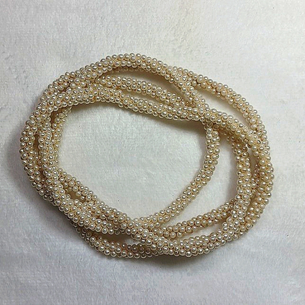 Tiny Seeded Vintage Pearl Beaded Necklace 46 L